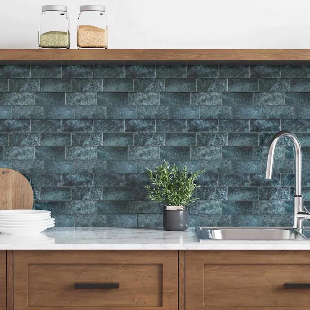 vidaXL Azulejo Subterrâneo 10 pcs Verde Azul 29 x 21 cm