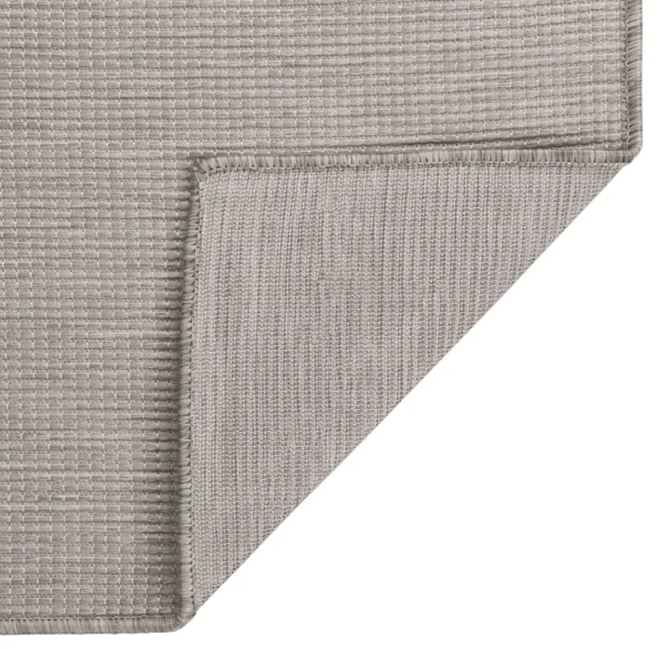 Tapete de tecido plano p/ exterior 100x200 cm cinza-acastanhado