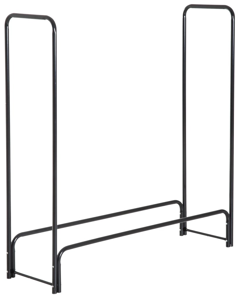 HOMCOM Suporte para Lenhas 122x35x122 cm Porta Lenha de Metal para Exterior e Interior Carga Máxima 150 kg Preto