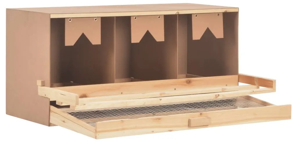 Ninho p/ galinhas 3 compartimentos 96x40x45 cm pinho maciço