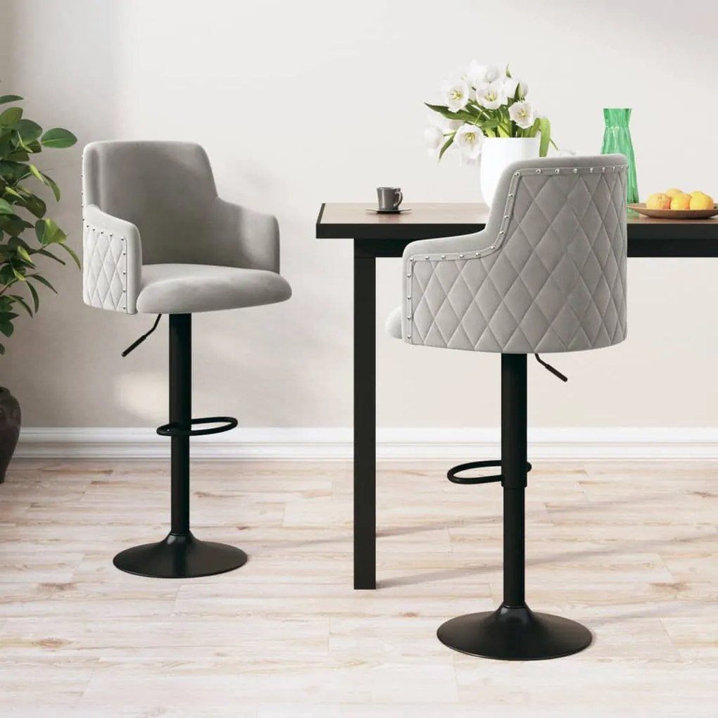 vidaXL Bancos de bar 2 pcs veludo cinzento-claro