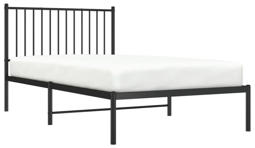 Estrutura de cama com cabeceira 100x190 cm metal preto