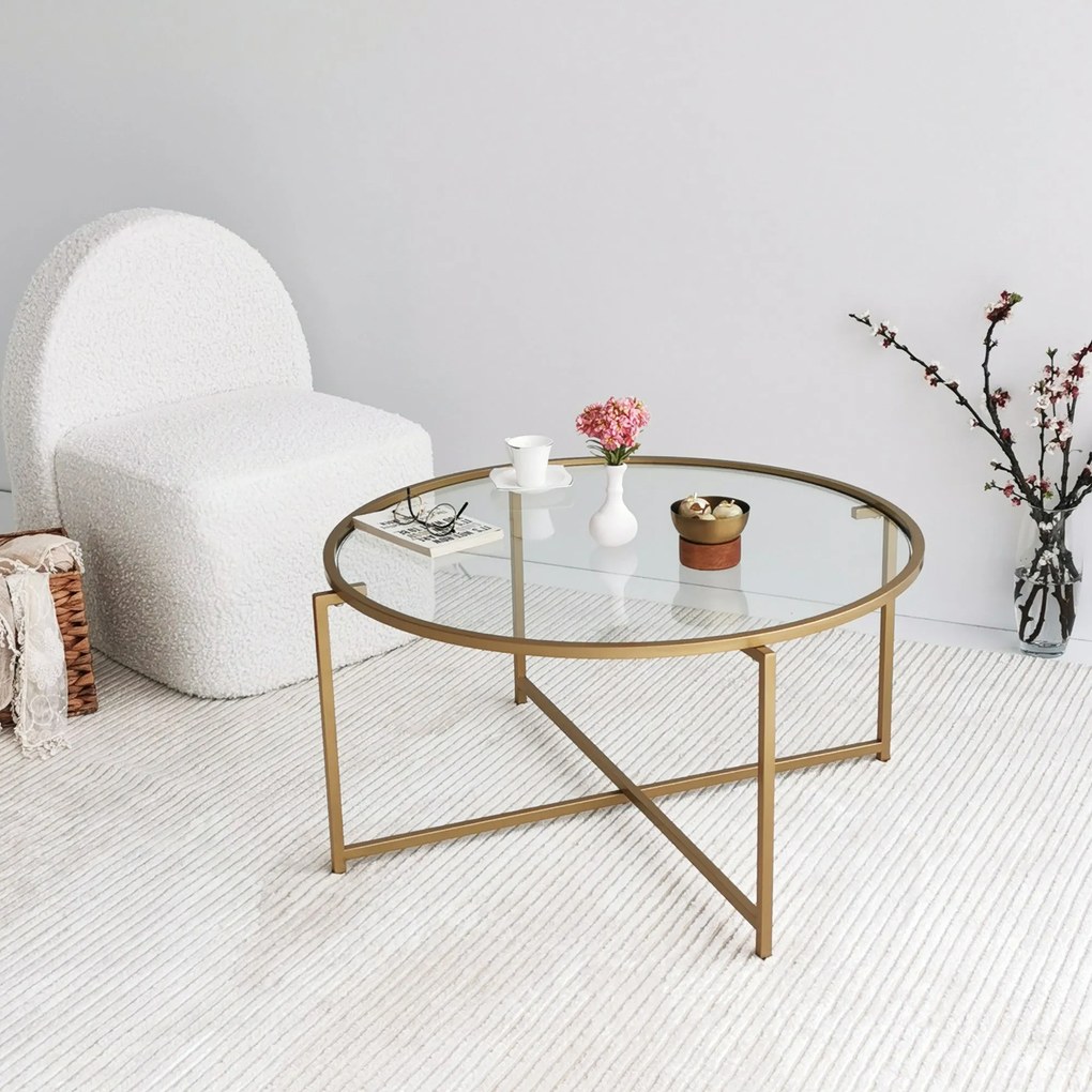 Mesa de Centro Gold Sun – Dourado – 83 x 40 x 83 cm