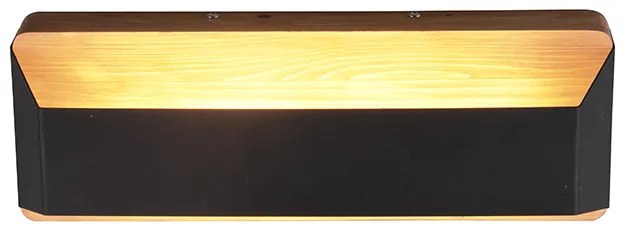 Candeeiro de parede preto 35 cm com LED regulável em 3 níveis - Tyko Moderno
