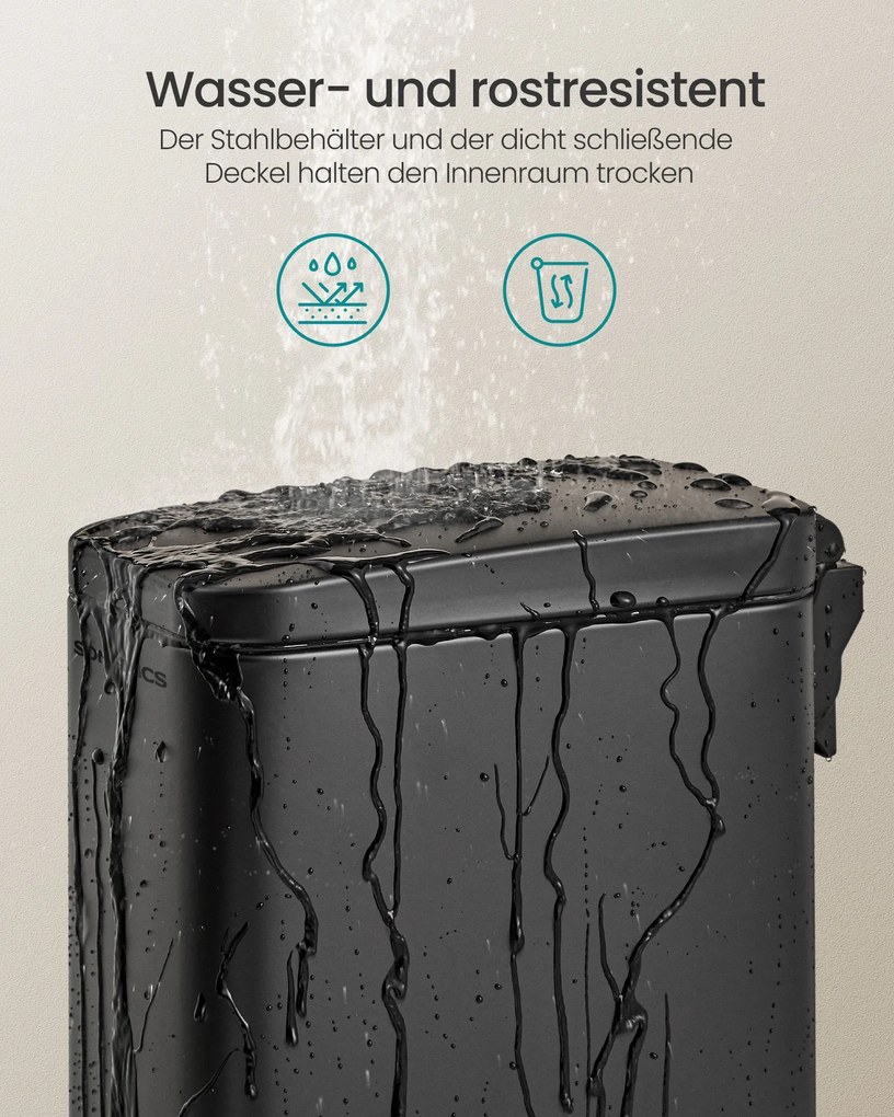 Caixote Lixo casa de banho de 5 litros com tampa estreita Preto