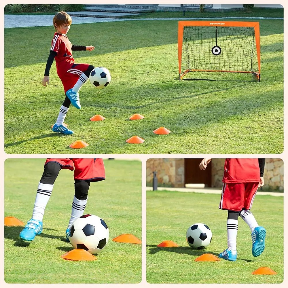 Conjunto de 2 balizas de futebol com acessórios de treino 120 x 91 x 91 cm para crianças laranja