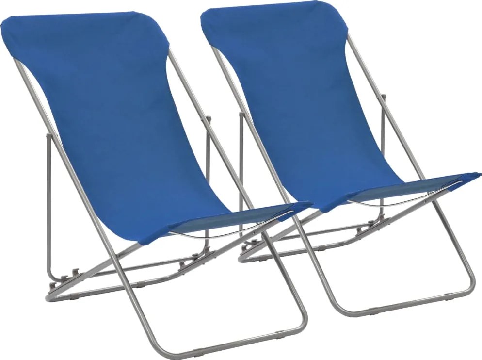 vidaXL Cadeiras de praia dobráveis 2 pcs aço e tecido oxford azul