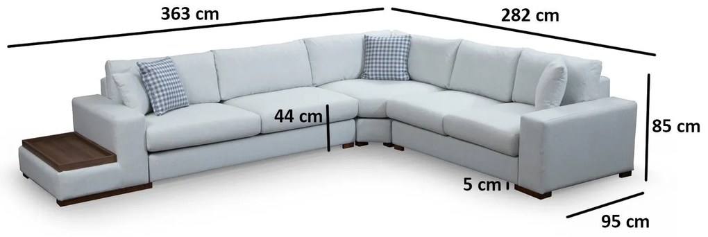 Sofá de Canto Loop - Branco - 282 cm x 363 cm x 95 cm x 85 cm