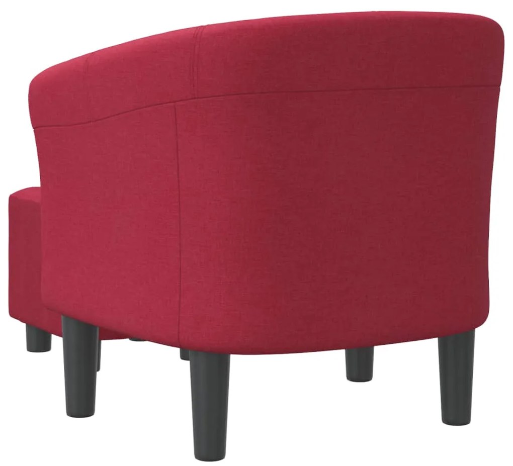 Poltrona com apoio de pés tecido vermelho tinto