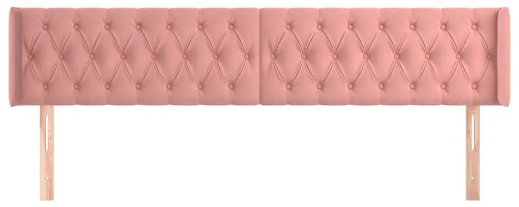 Cabeceira de cama c/ abas veludo 203x16x78/88 cm rosa