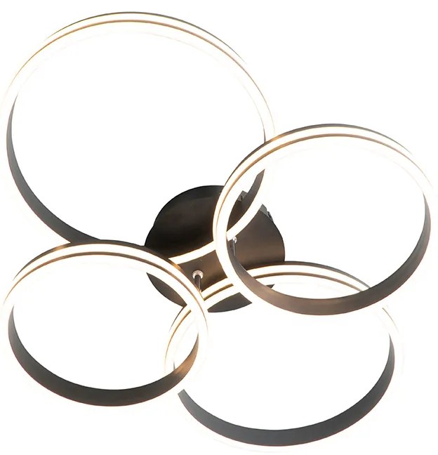 Candeeiro de Teto Preto com LED Dimerizável 3 Níveis 4 Luzes - Navara