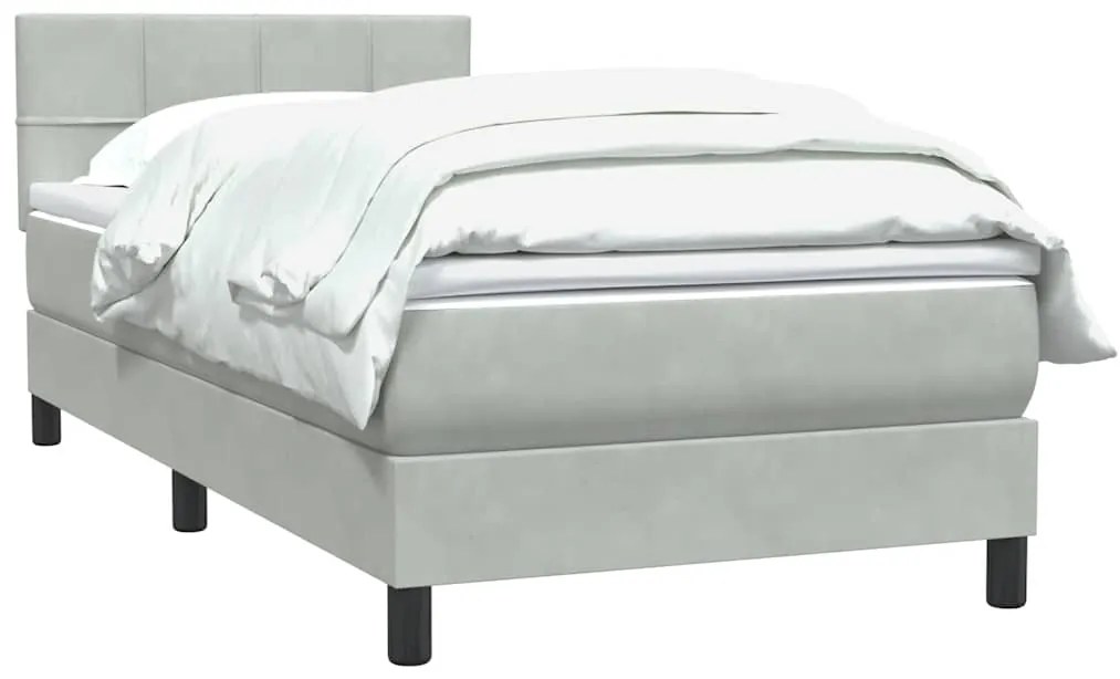 Cama com molas/colchão cinzento-claro 80x220 cm veludo