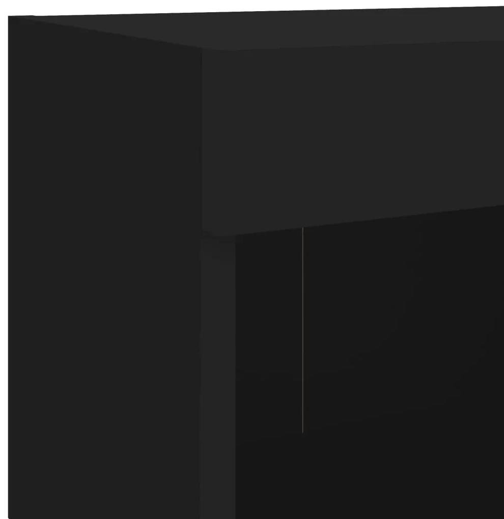 Mesa de cabeceira de parede com luzes LED preto