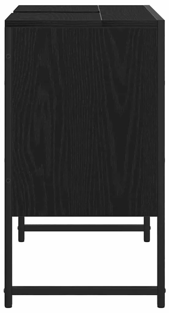 Armário para Pia de Banheiro Carvalho Preto 60x33x60 cm Madeira Engenh
