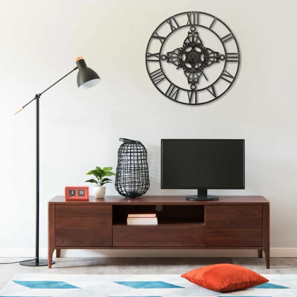 321457 vidaXL Relógio de parede 78 cm metal prateado
