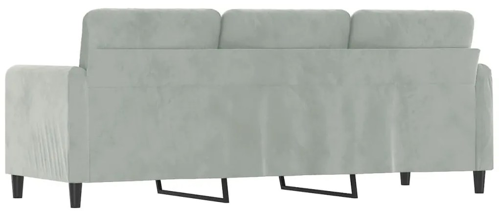 Sofá de 3 lugares 180 cm veludo cinzento-claro