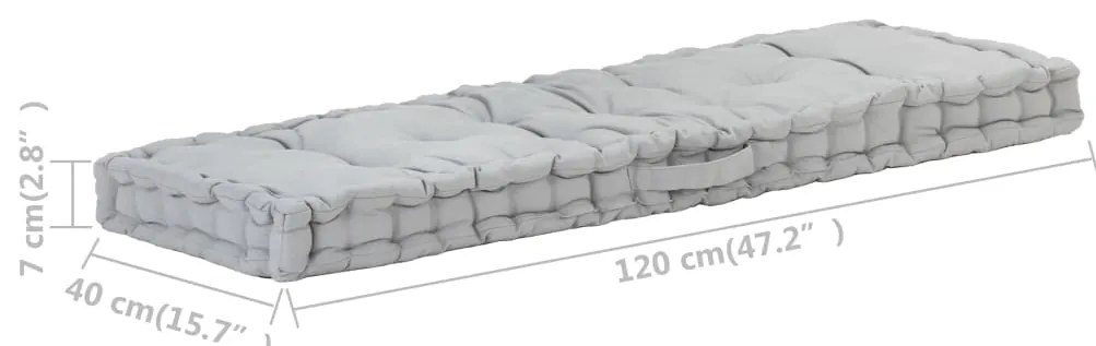 Almofadão p/ móveis de paletes algodão 120x40x7 cm cinzento