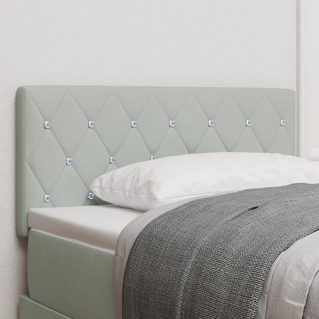 Cabeceira LED vidaXL com Botão de Cristal Estofado Cinzento-Claro 100 cm Veludo