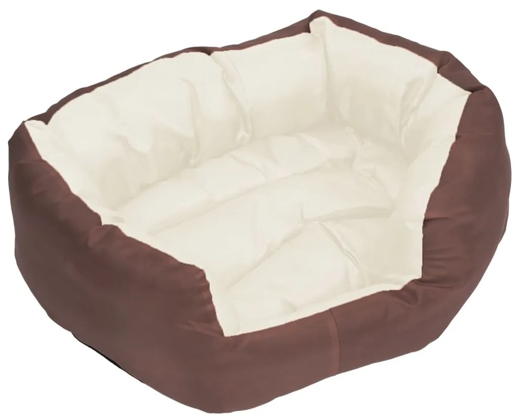 Almofadão p/ cães reversível lavável 65x50x20 cm castanho/creme