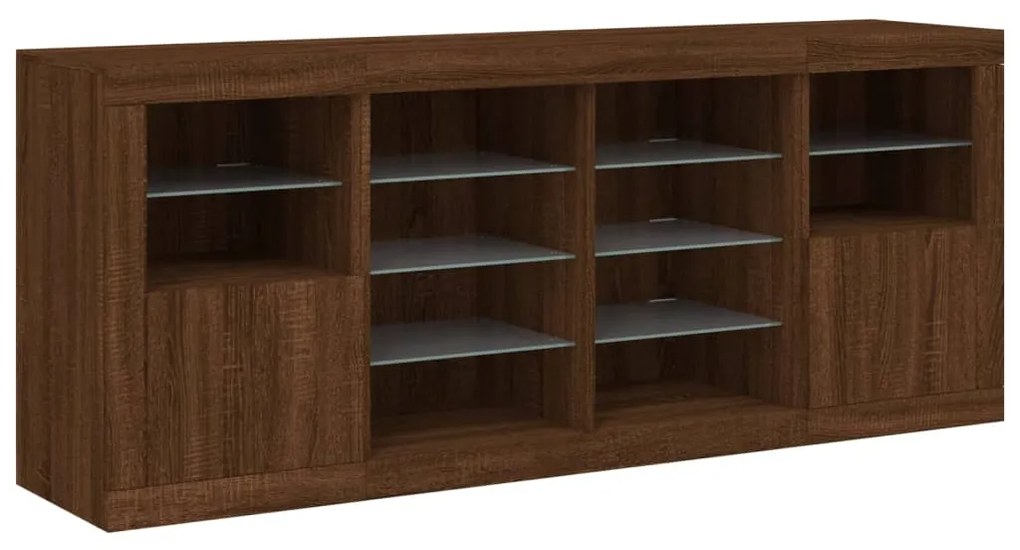 Aparador com luzes LED 163x37x67 cm carvalho castanho