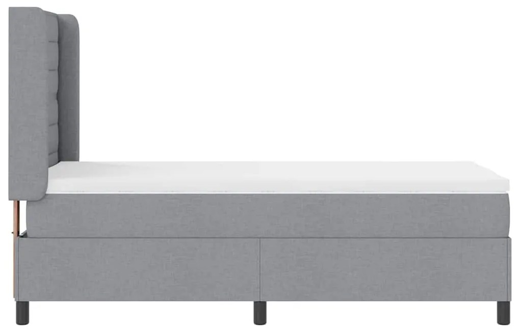 Cama Box com Colchão e LED Cinza Claro 90x190 cm Tecido