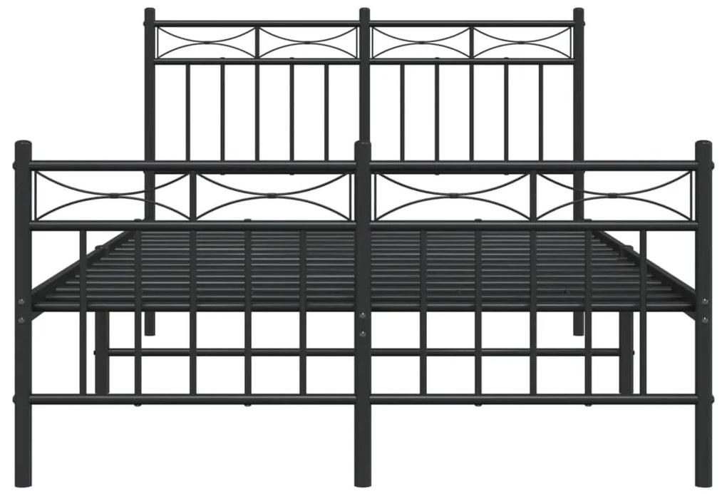 Estrutura de cama com cabeceira e pés 120x190 cm metal preto