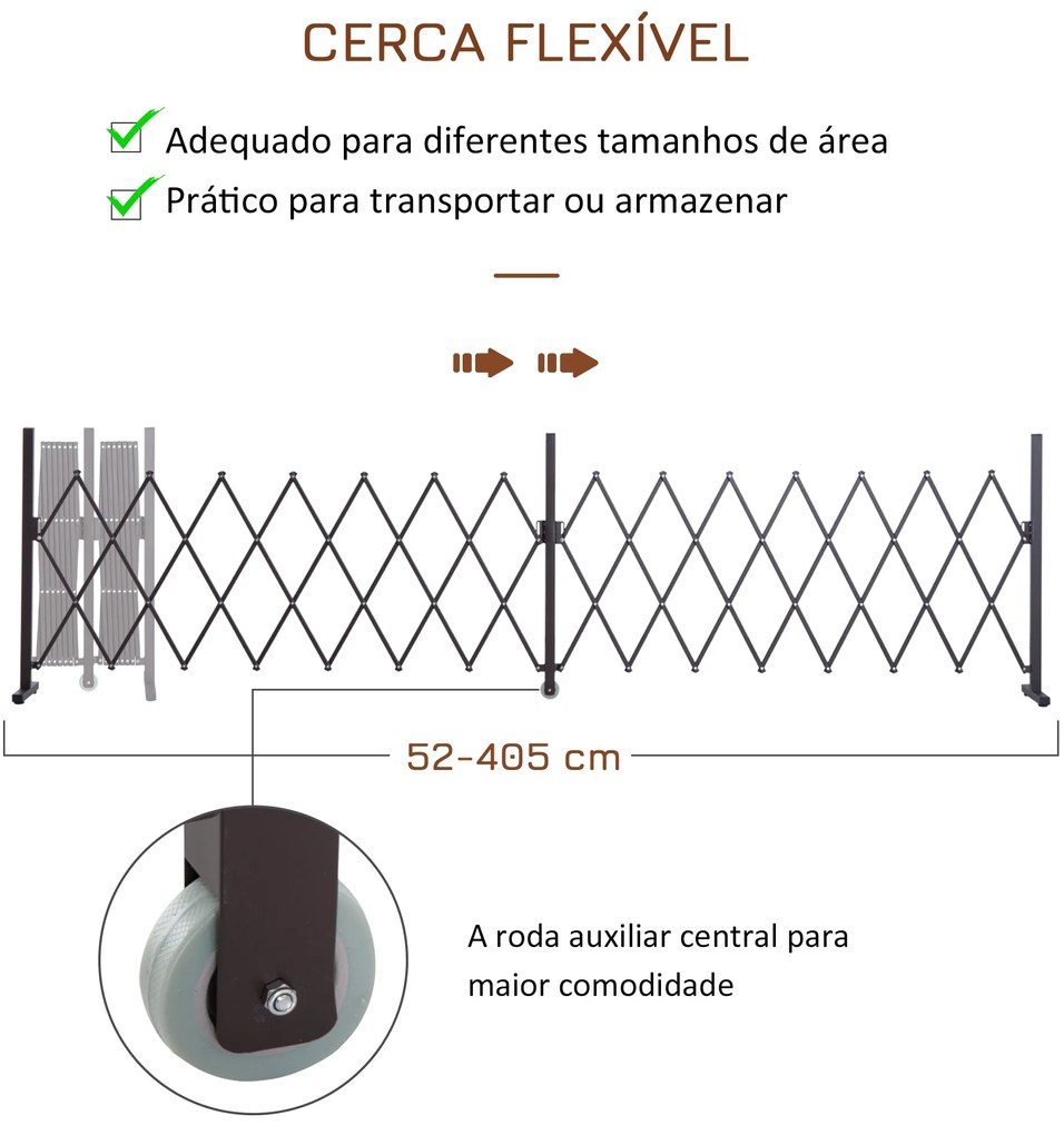 Vedação Extensível de Jardim em Alumínio e Aço – 405x31x103,5 cm | Cer