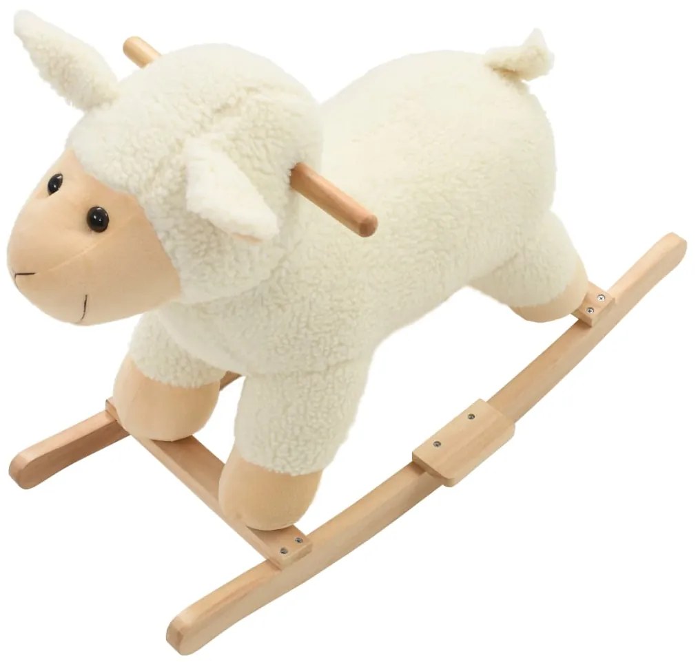 Animal de baloiçar ovelha em pelúcia 78x34x58 cm branco