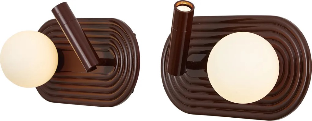 Conjunto de 2 Candeeiros de Parede Retro Castanho Incl. LED Regulável em 3 Passos e USB-C - Lila