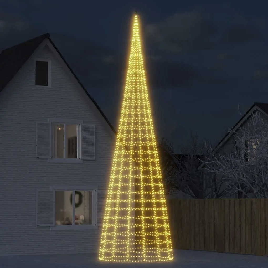 vidaXL Árvore de Natal LED no mastro 3000 LEDs branco quente 800 cm