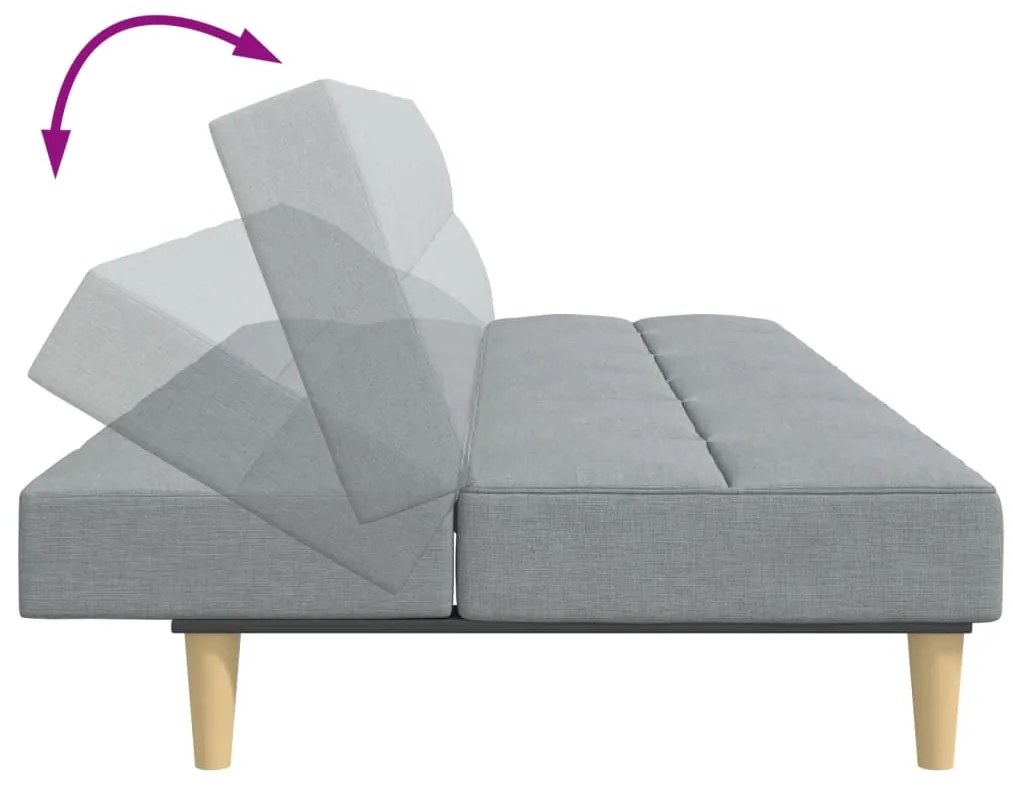 Sofá-cama de 2 lugares c/ apoio de pés tecido cinzento-claro