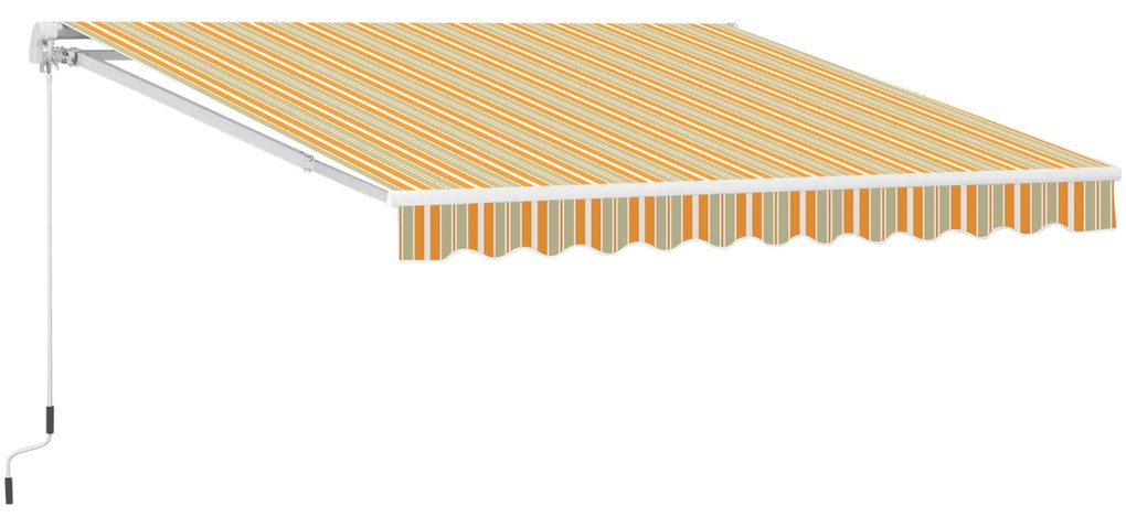 Outsunny Toldo Retrátil com Manivela Toldo de 300x200cm com Braço Articulado de Alumínio e 280 g/m² Laranja e Branco