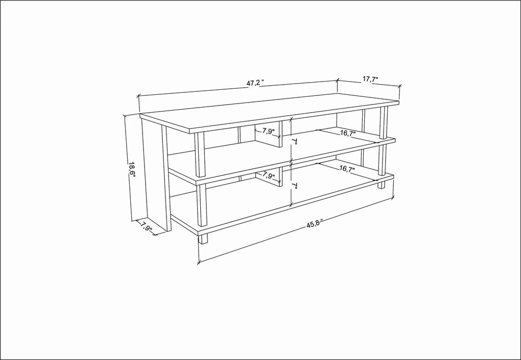 Móvel para TV Pueblo – Preto Carvalho – 120 cm x 44,6 cm x 47,4 cm