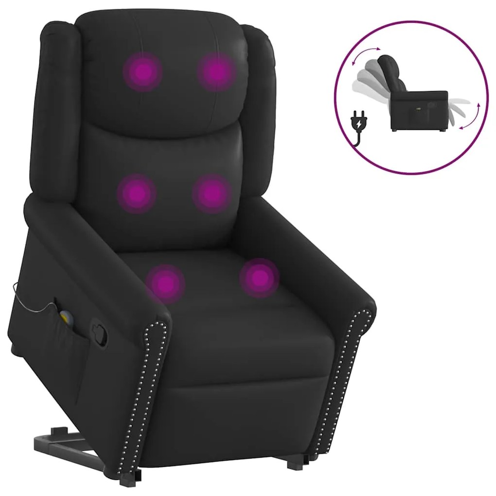 Poltrona massagens reclinável elevatória couro artificial