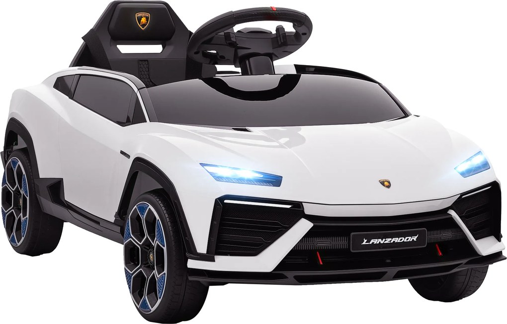 AIYAPLAY Carro Elétrico para Crianças 12V com Motor Duplo Rodas com Suspensão Faróis Música USB 101,5x49x43 cm Branco | Aosom Portugal