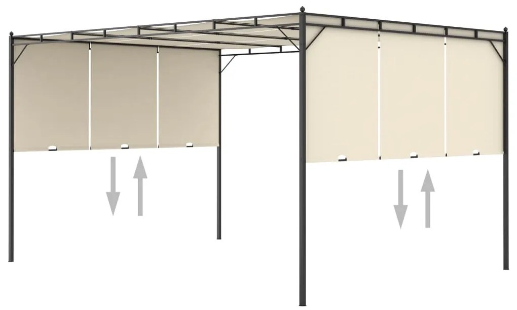 Gazebo de jardim com cortina lateral 4x3x2,25m cor creme