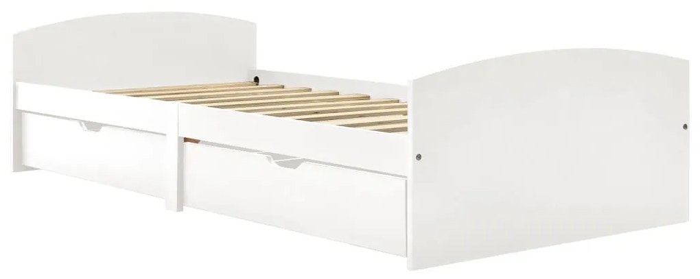 Estrutura de cama com 2 gavetas 90x200 cm pinho maciço branco
