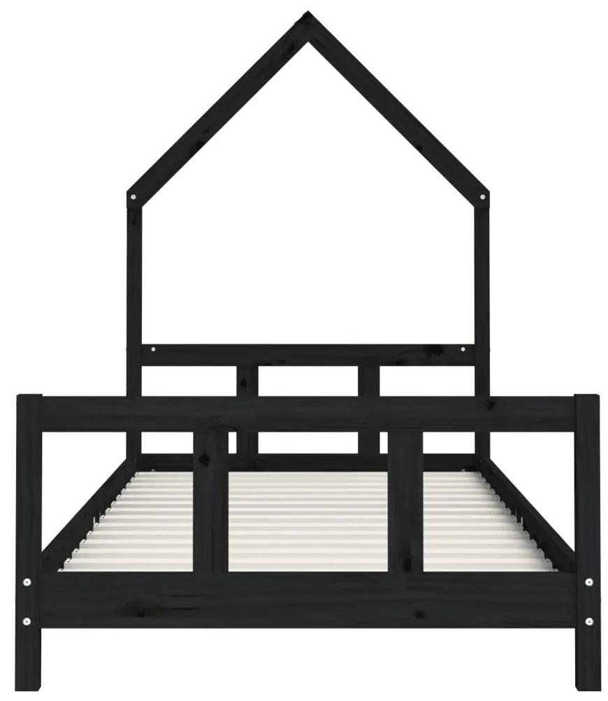 Estrutura de cama infantil 90x200 cm pinho maciço preto