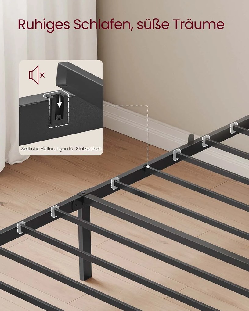 Estrutura de cama individual 206,2 x 91,5 x 104 cm (COLHÃO NÃO INCLUIDO) com base em aço cinzento