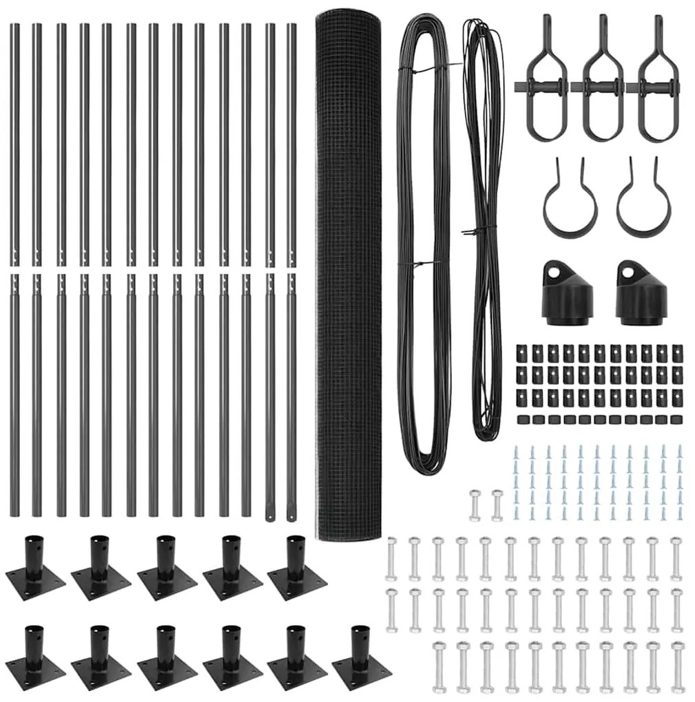 Conjunto de Postes de Cerca Conjunto de 2 Cinza Metal, PVC