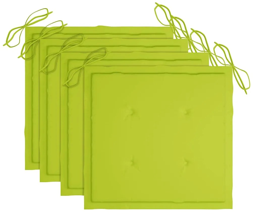 Cadeiras de jardim dobráveis c/ almofadões 4 pcs teca maciça