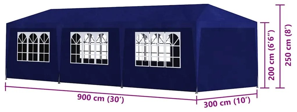 Tenda para festas 3x9 m azul