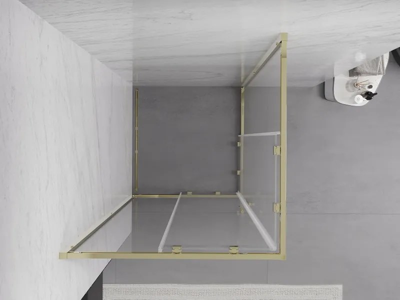 Mexen Exo-S Duo cabine de duche quadrada deslizante 100 x 100 cm, transparente, dourada - 8111-100-100-50-00