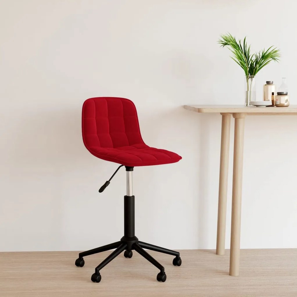 vidaXL Cadeira de jantar giratória veludo vermelho tinto