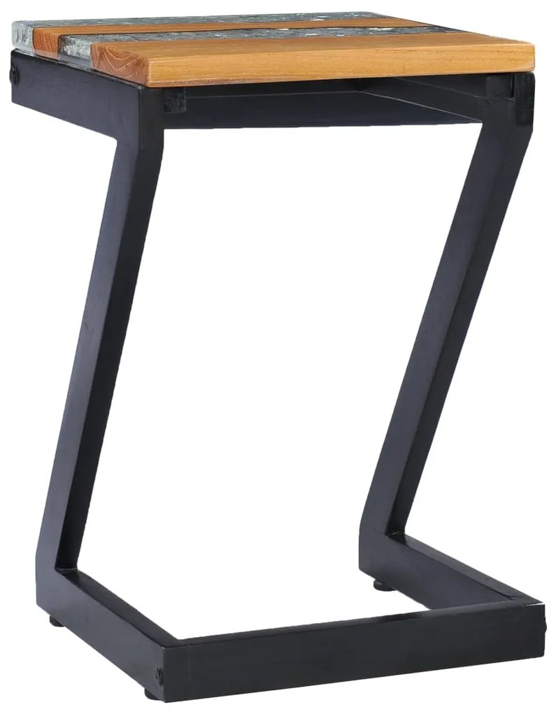Mesa de centro 30x30x50 cm madeira de teca maciça e poliresina