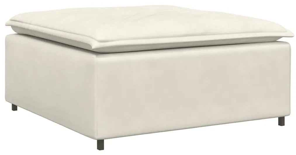 Sofá modular com pufes e almofadas veludo creme