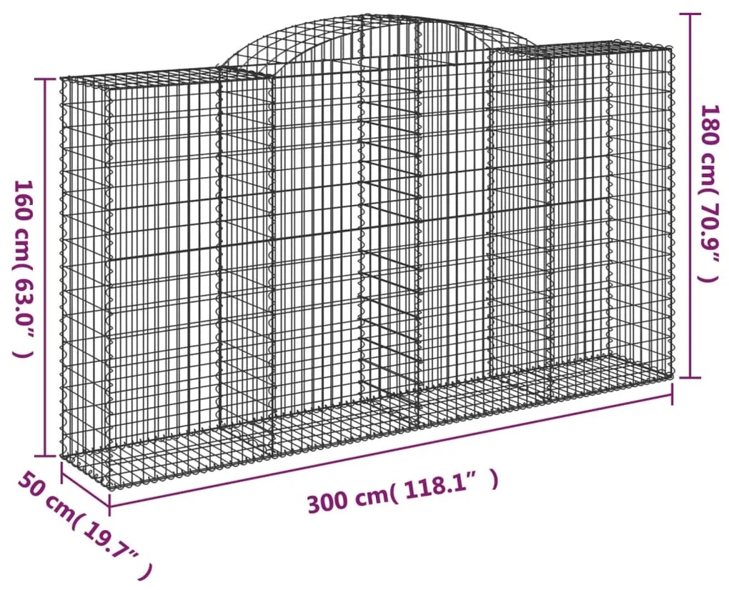 Cestos gabião arqueados 3pcs 300x50x160/180cm ferro galvanizado