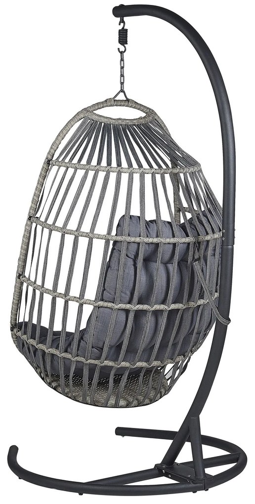 Cadeira suspensa em rattan cinzento escuro com suporte SESIA Beliani