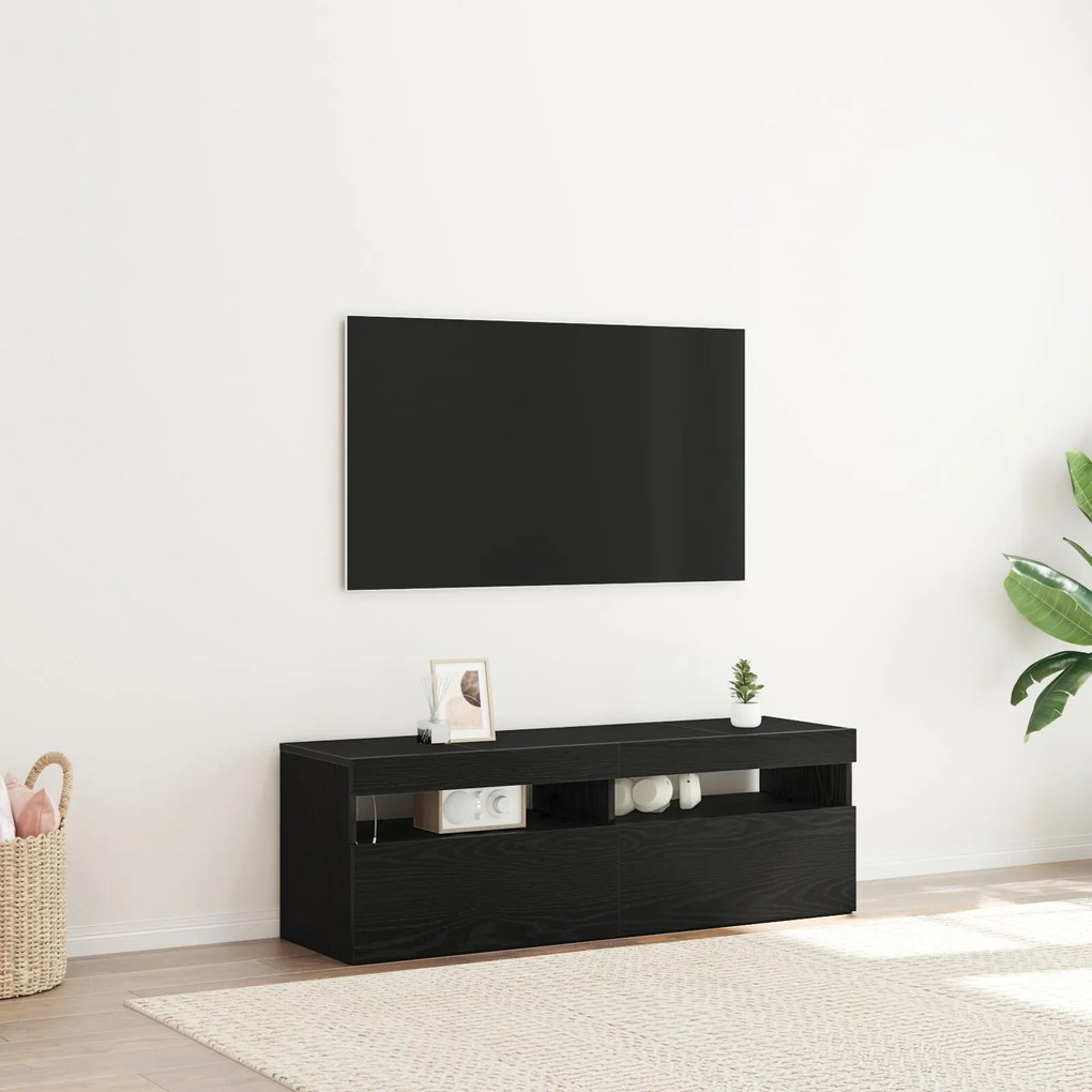 Estante para TV vidaXL com LED Carvalho Preto 120x35x40 cm Madeira de