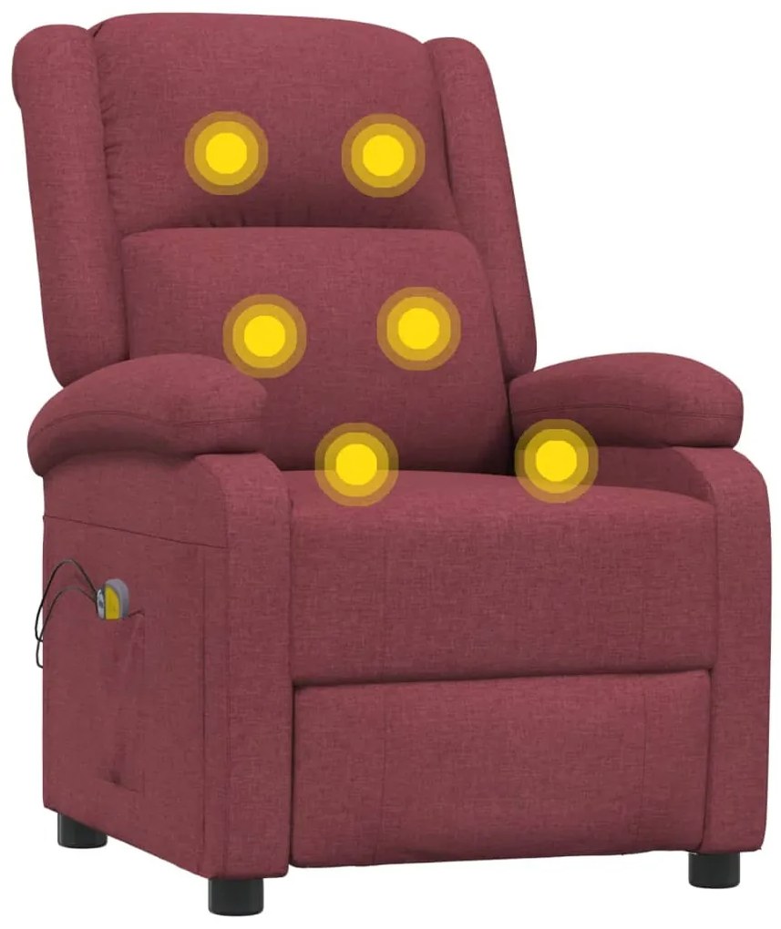 Poltrona de massagens elétrica reclinável tecido vermelho tinto
